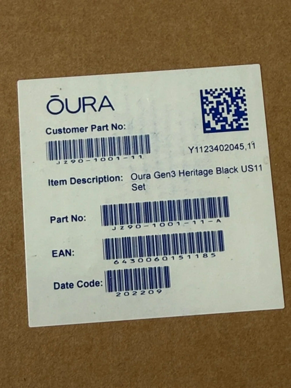 Oura Gen3 Heritage Black Men’s Ring Size 11 NIB
